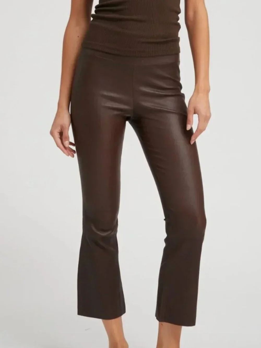 SPRWMN Crop Flare Dark Chocolate leather pants - Picture 3 of 8